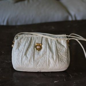 Judith Leiber White Ostrich Bag